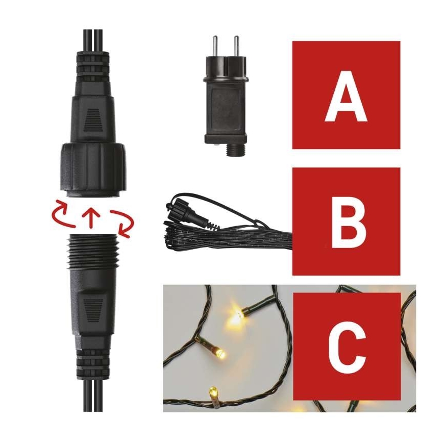 LED utomhus julkedja  100xLED/15m IP44 varm vit 