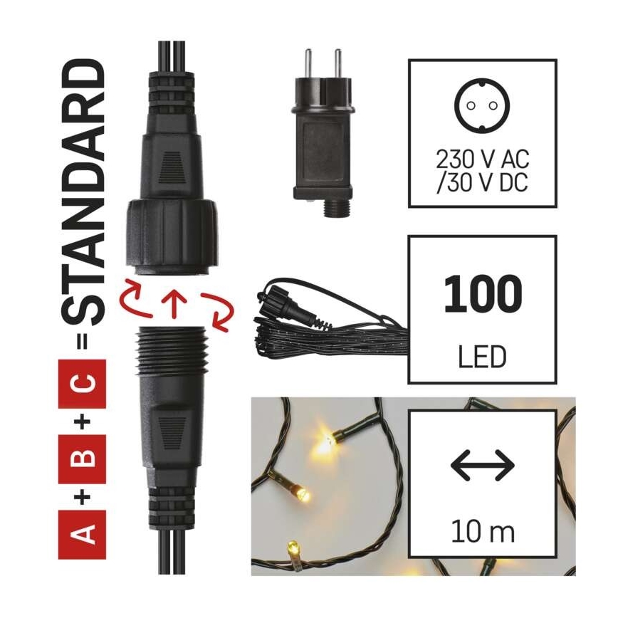 LED utomhus julkedja  100xLED/15m IP44 varm vit 