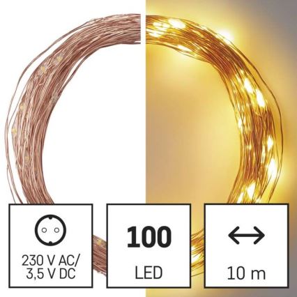 LED utomhus julkedja  100xLED/15m IP44 varm vit 