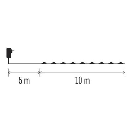 LED utomhus julkedja  100xLED/15m IP44 varm vit 