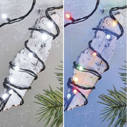 LED utomhus julkedja  100xLED/8 funktioner 15m IP44 kall vit /flerfärgade