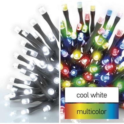 LED utomhus julkedja  100xLED/8 funktioner 15m IP44 kall vit /flerfärgade