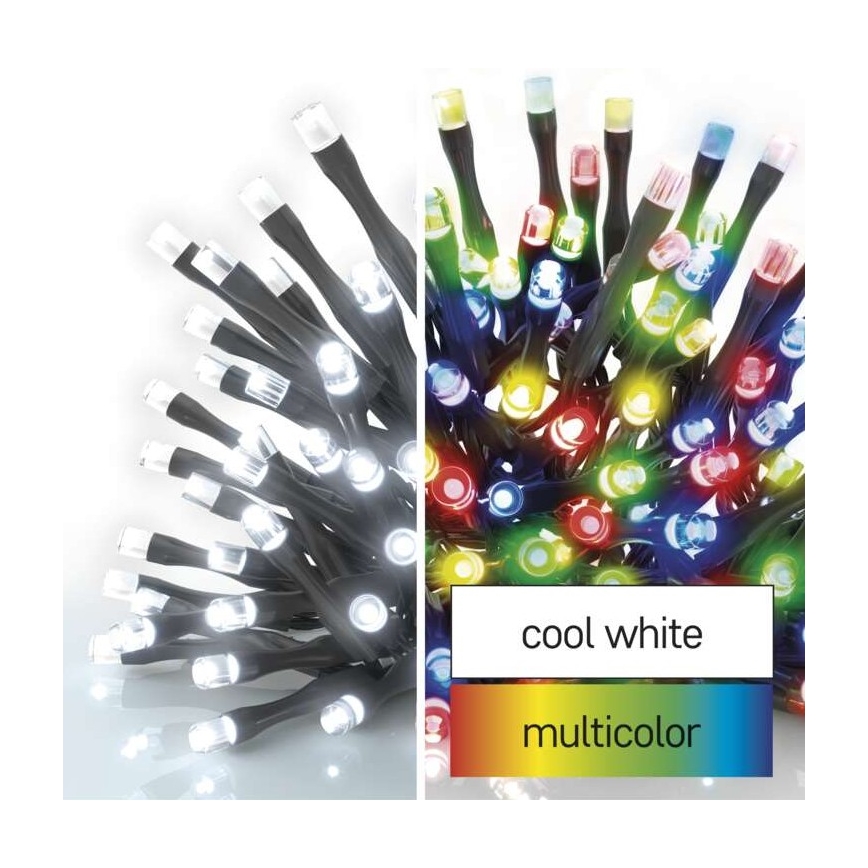 LED utomhus julkedja  100xLED/8 funktioner 15m IP44 kall vit /flerfärgade