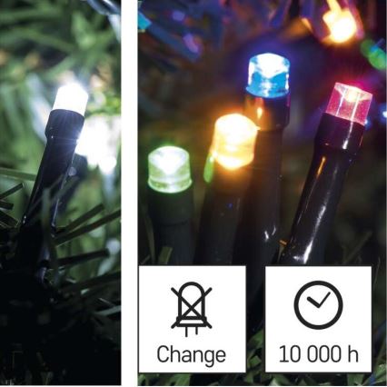 LED utomhus julkedja  100xLED/8 funktioner 15m IP44 kall vit /flerfärgade
