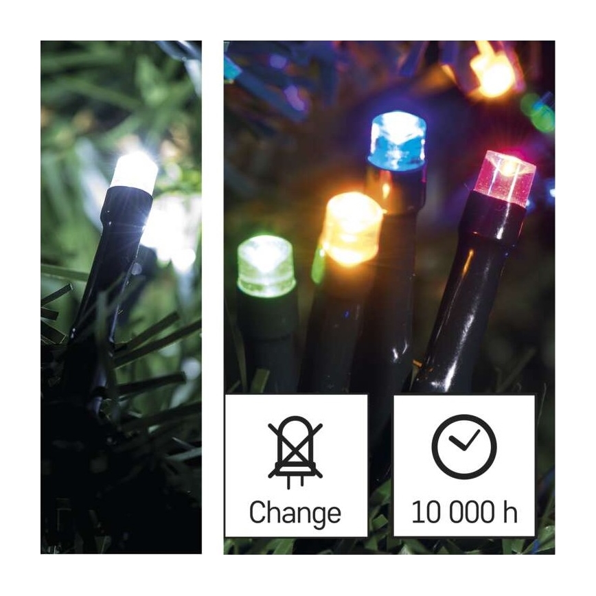 LED utomhus julkedja  100xLED/8 funktioner 15m IP44 kall vit /flerfärgade