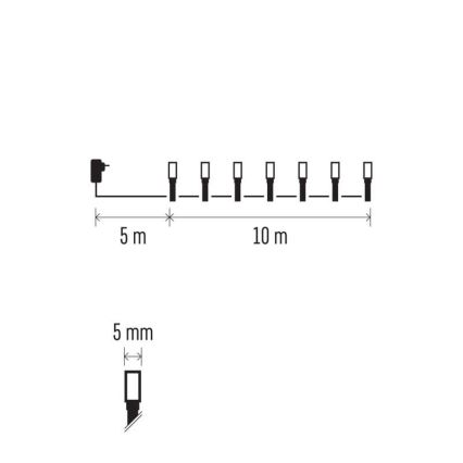 LED utomhus julkedja  100xLED/8 funktioner 15m IP44 kall vit /flerfärgade