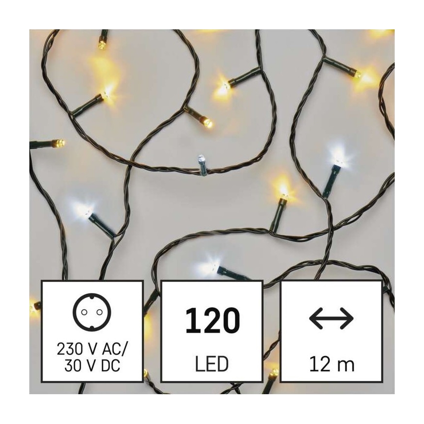 LED utomhus julkedja  120xLED/17m IP44 varm/kall vit 