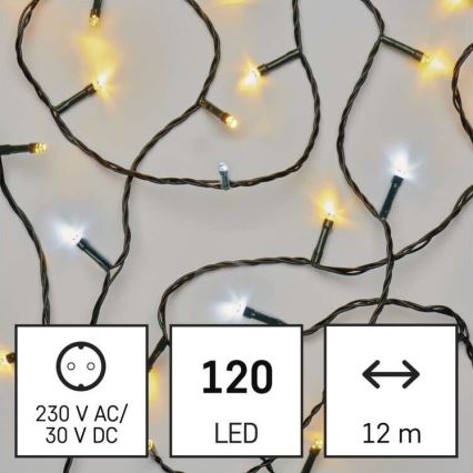 LED utomhus julkedja  120xLED/2 funktioner 17m IP44 varm/kall vit 
