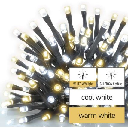 LED utomhus julkedja  120xLED/2 funktioner 17m IP44 varm/kall vit 