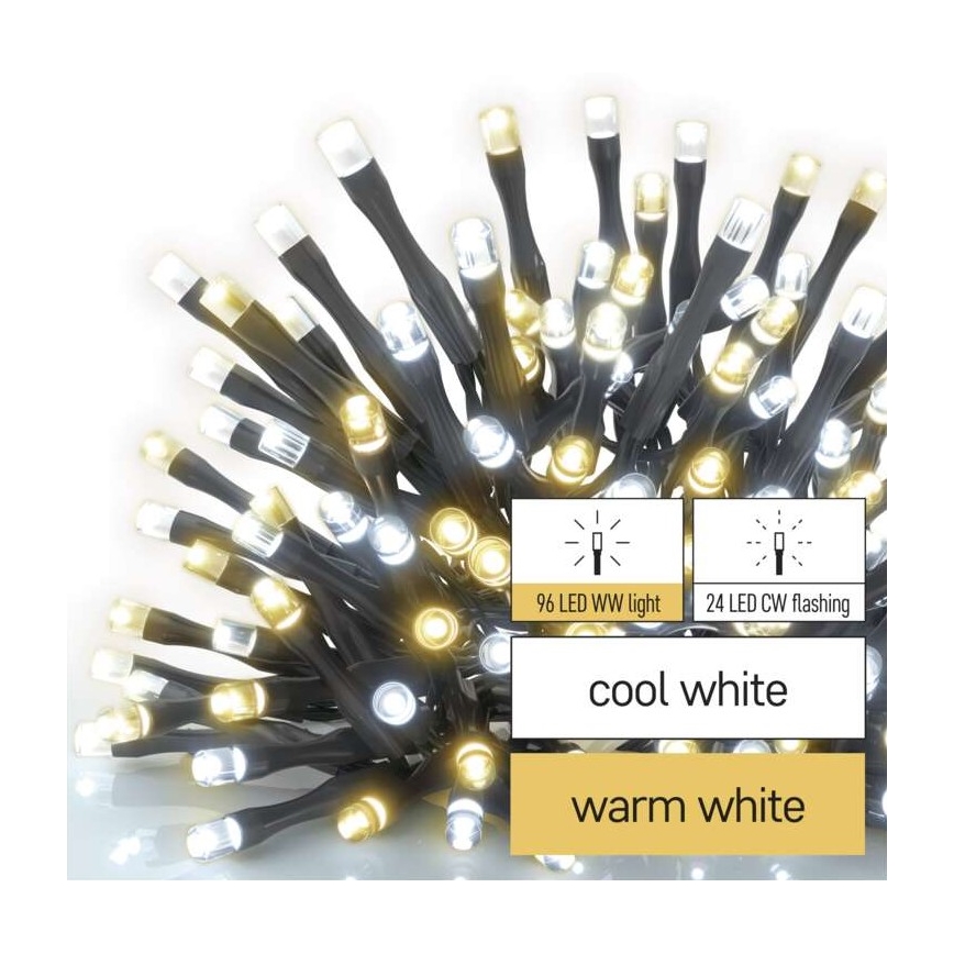 LED utomhus julkedja  120xLED/2 funktioner 17m IP44 varm/kall vit 