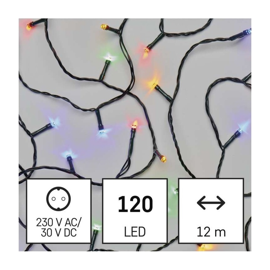 LED utomhus julkedja  120xLED/8 funktioner 17m IP44 flerfärgade
