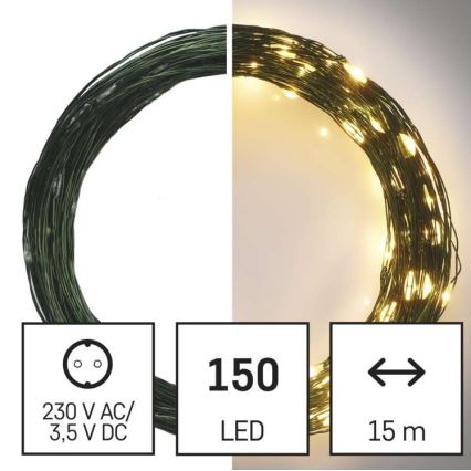 LED utomhus julkedja  150xLED/20m IP44 varm vit 