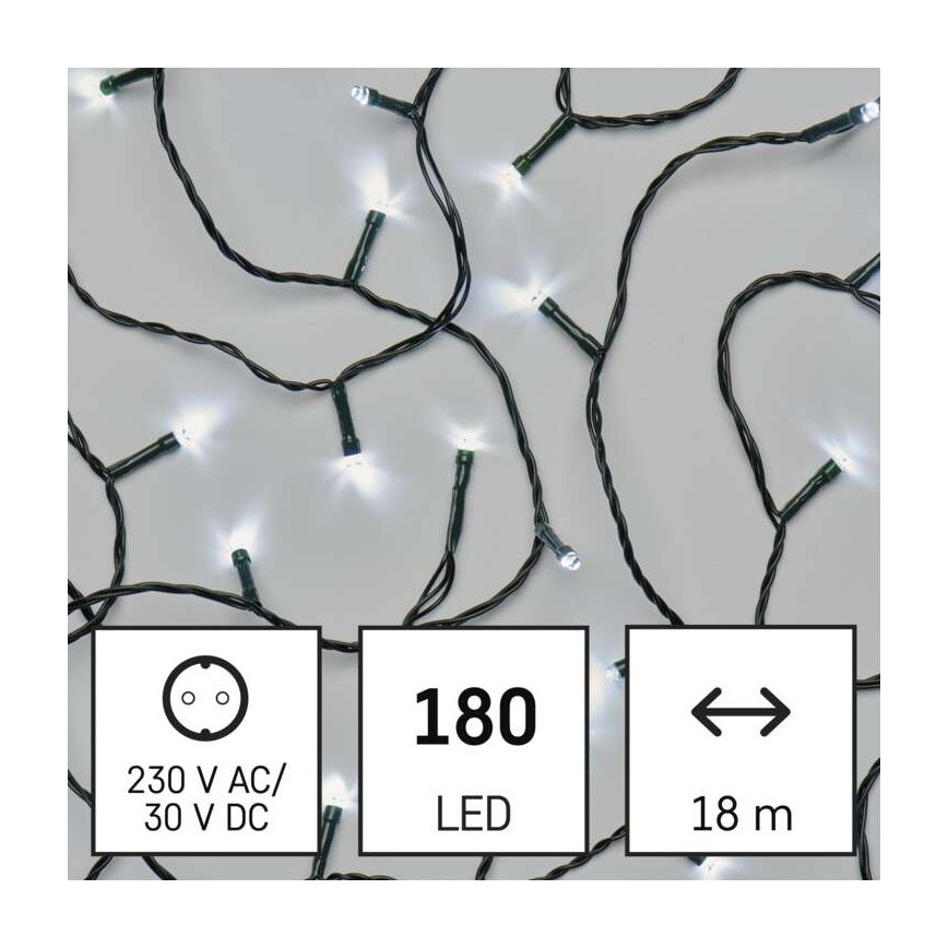 LED utomhus julkedja  180xLED/8 funktioner 23m IP44 kall vit 