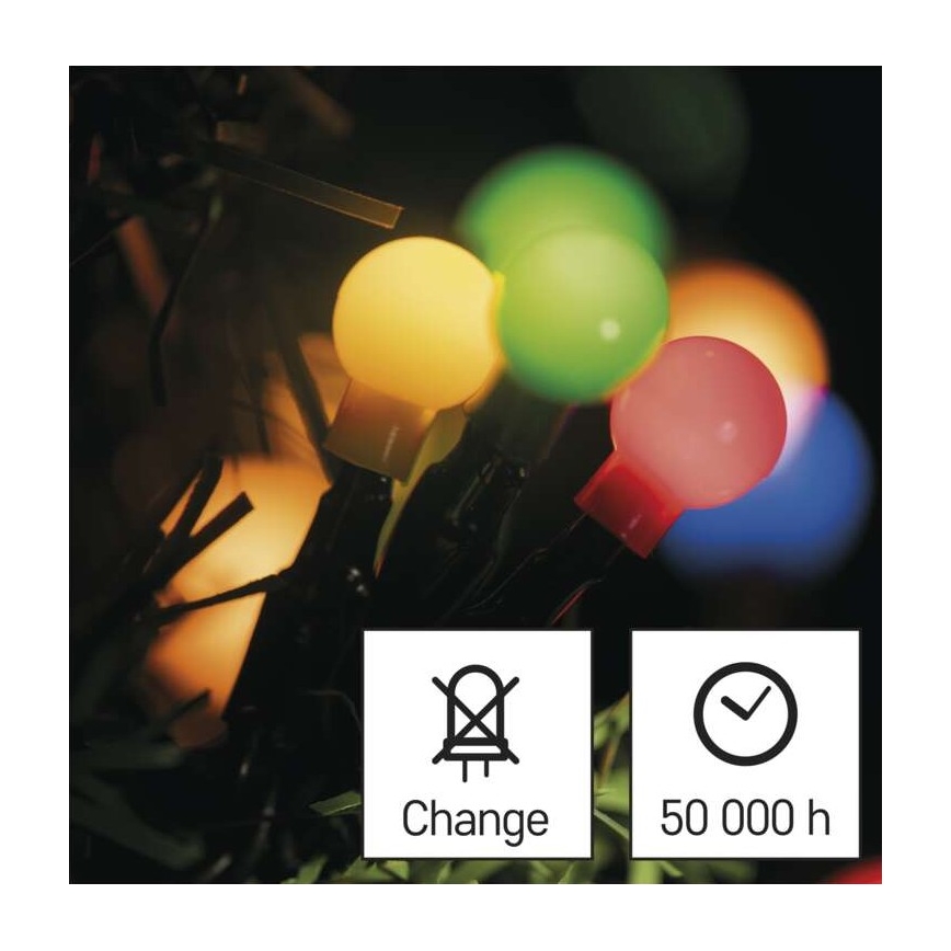 LED utomhus julkedja  200xLED/8 funktioner 25m IP44 flerfärgade