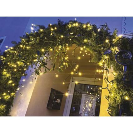 LED utomhus julkedja  200xLED/8 funktioner 8,6m IP44 varm vit 