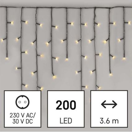 LED utomhus julkedja  200xLED/8 funktioner 8,6m IP44 varm vit 