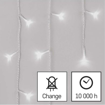 LED utomhus julkedja  300xLED/8 funktioner 10m IP44 kall vit  + fjärrkontroll 