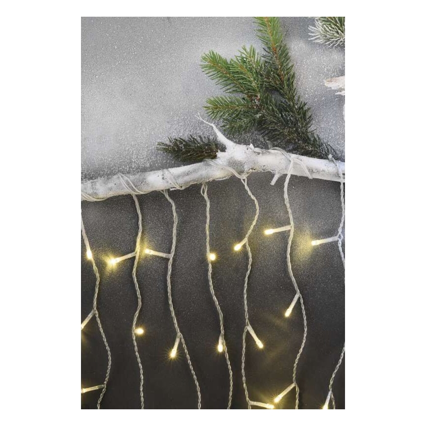LED utomhus julkedja  300xLED/8 funktioner 10m IP44 varm vit  + fjärrkontroll 