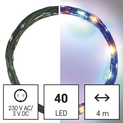 LED utomhus julkedja  40xLED/9m IP44 flerfärgade