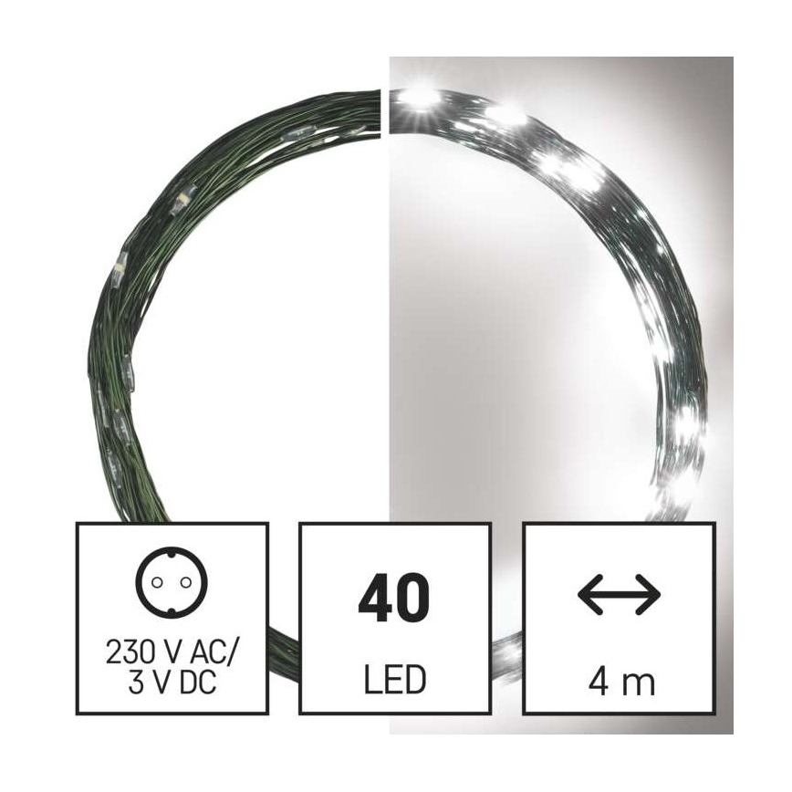 LED utomhus julkedja  40xLED/9m IP44 kall vit 