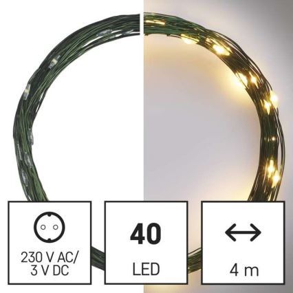LED utomhus julkedja  40xLED/9m IP44 varm vit 