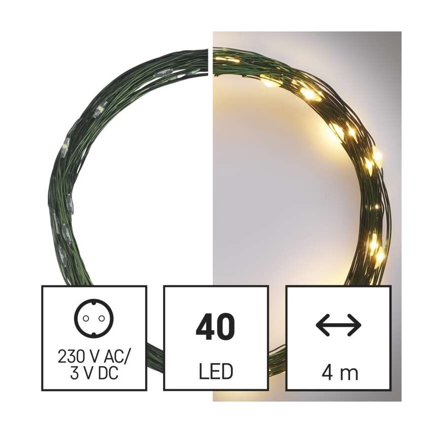 LED utomhus julkedja  40xLED/9m IP44 varm vit 