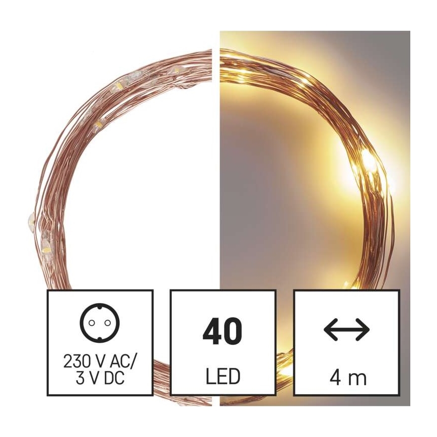 LED utomhus julkedja  40xLED/9m IP44 varm vit 