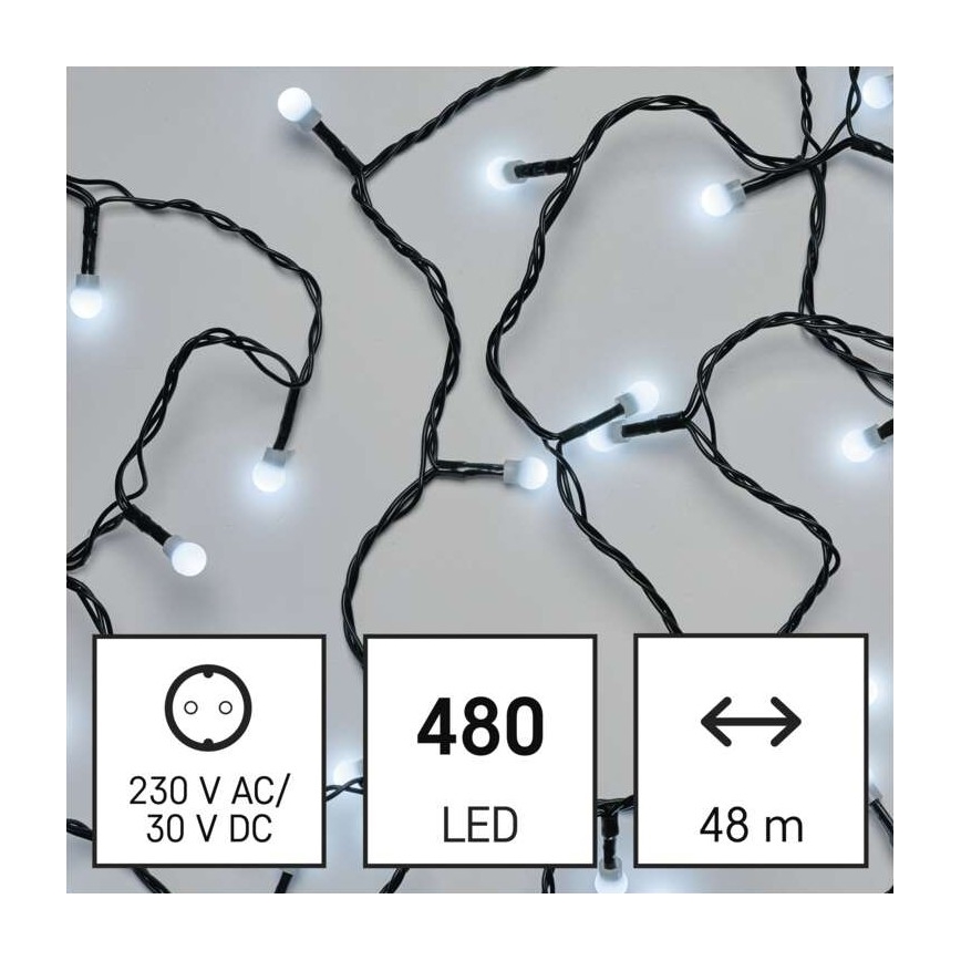 LED utomhus julkedja  480xLED/53m IP44 kall vit 