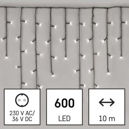LED utomhus julkedja  600xLED/8 funktioner 15m IP44 kall vit 