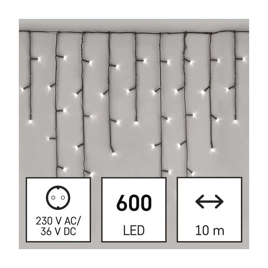 LED utomhus julkedja  600xLED/8 funktioner 15m IP44 kall vit 