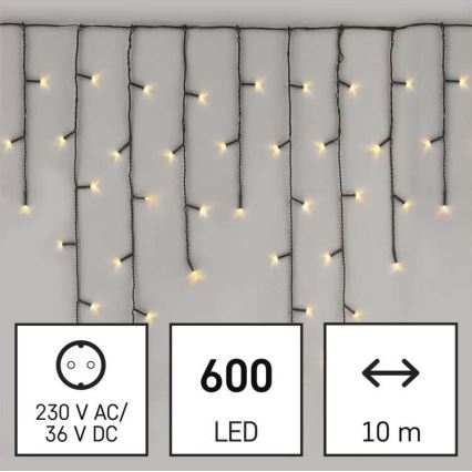 LED utomhus julkedja  600xLED/8 funktioner 15m IP44 varm vit 