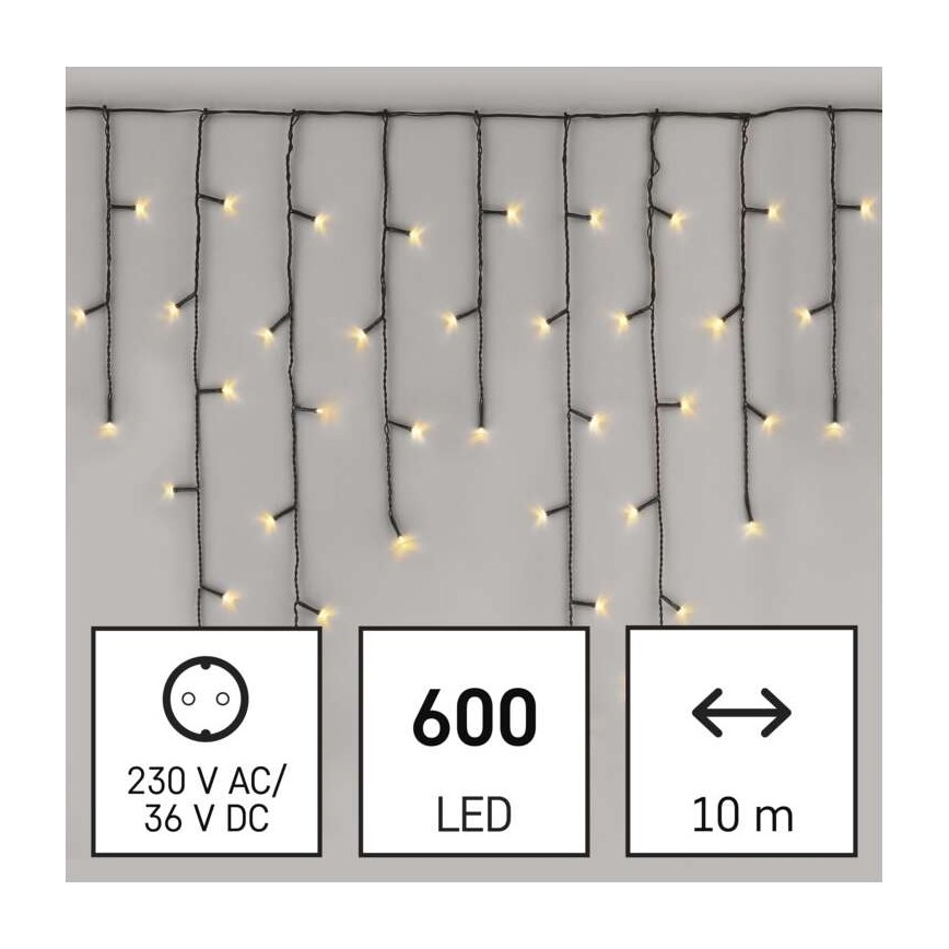 LED utomhus julkedja  600xLED/8 funktioner 15m IP44 varm vit 