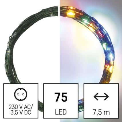 LED utomhus julkedja  75xLED/12,5m IP44 flerfärgade