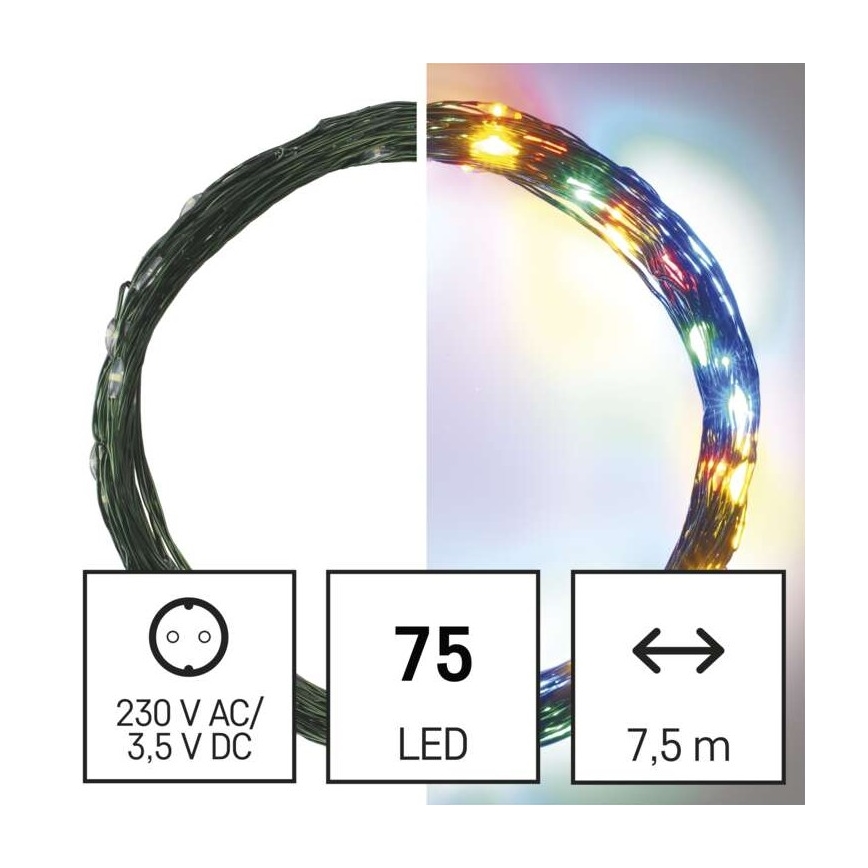 LED utomhus julkedja  75xLED/12,5m IP44 flerfärgade