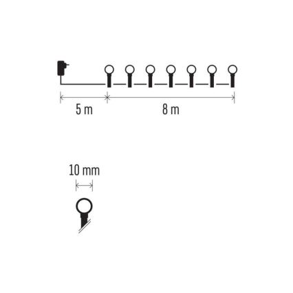 LED utomhus julkedja  80xLED/13m IP44 varm vit 