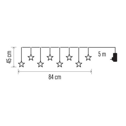 LED utomhus julkedja  8xLED/5,84m IP44 stjärna