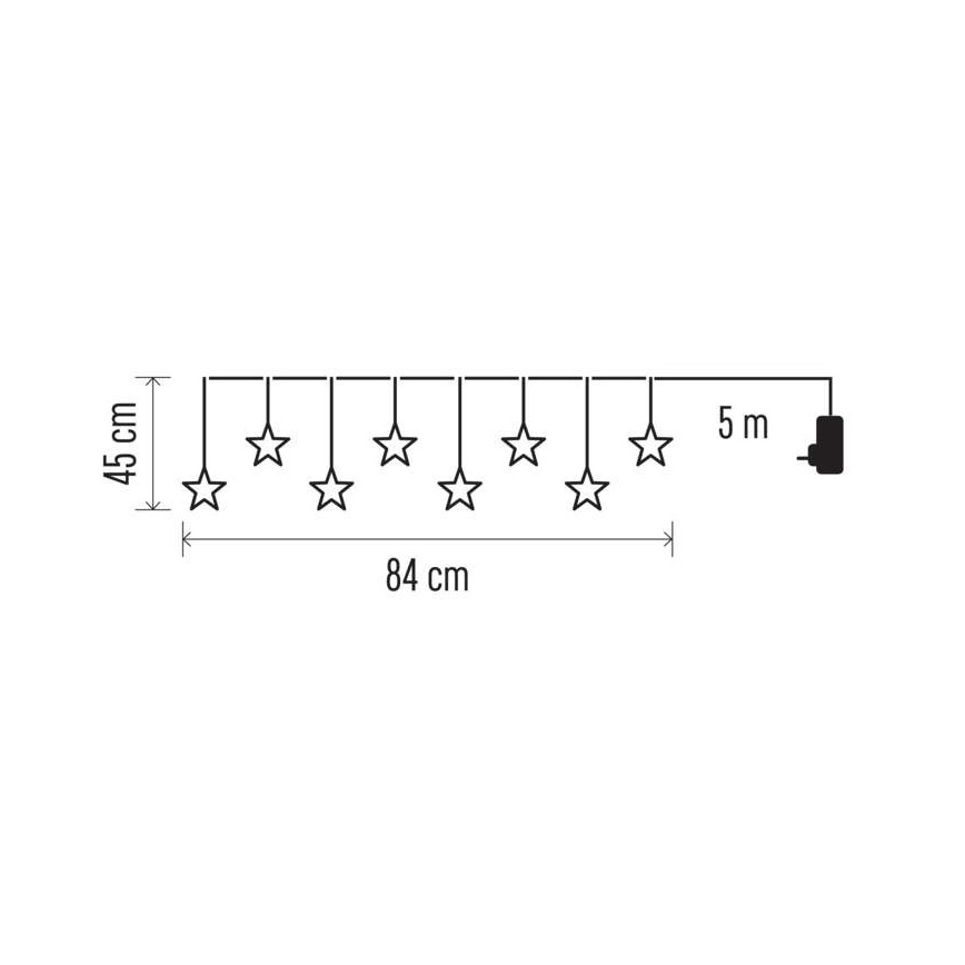 LED utomhus julkedja  8xLED/5,84m IP44 stjärna