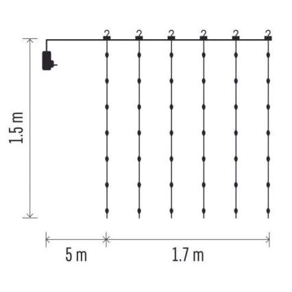 LED Utomhus julslinga 180xLED/8 funktioner 6,7 m IP44 varm vit