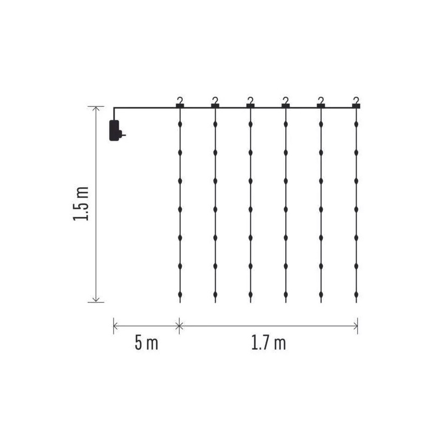 LED Utomhus julslinga 180xLED/8 funktioner 6,7 m IP44 varm vit