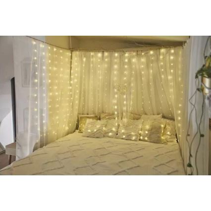 LED Utomhus julslinga 300xLED/8 funktioner 7,9 m IP44 varm vit