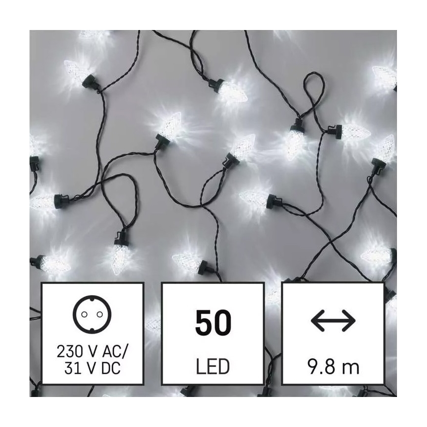 LED Utomhus julslinga 50xLED/8 funktioner 14,8 m IP44 kall vit