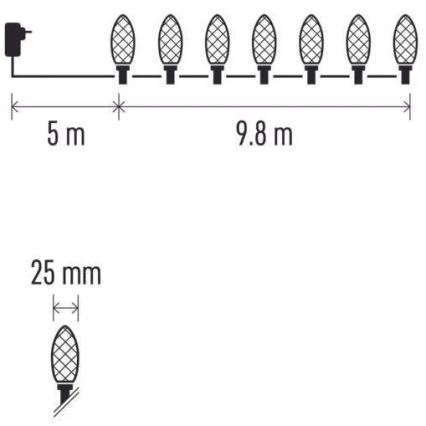 LED Utomhus julslinga 50xLED/8 funktioner 14,8 m IP44 kall vit