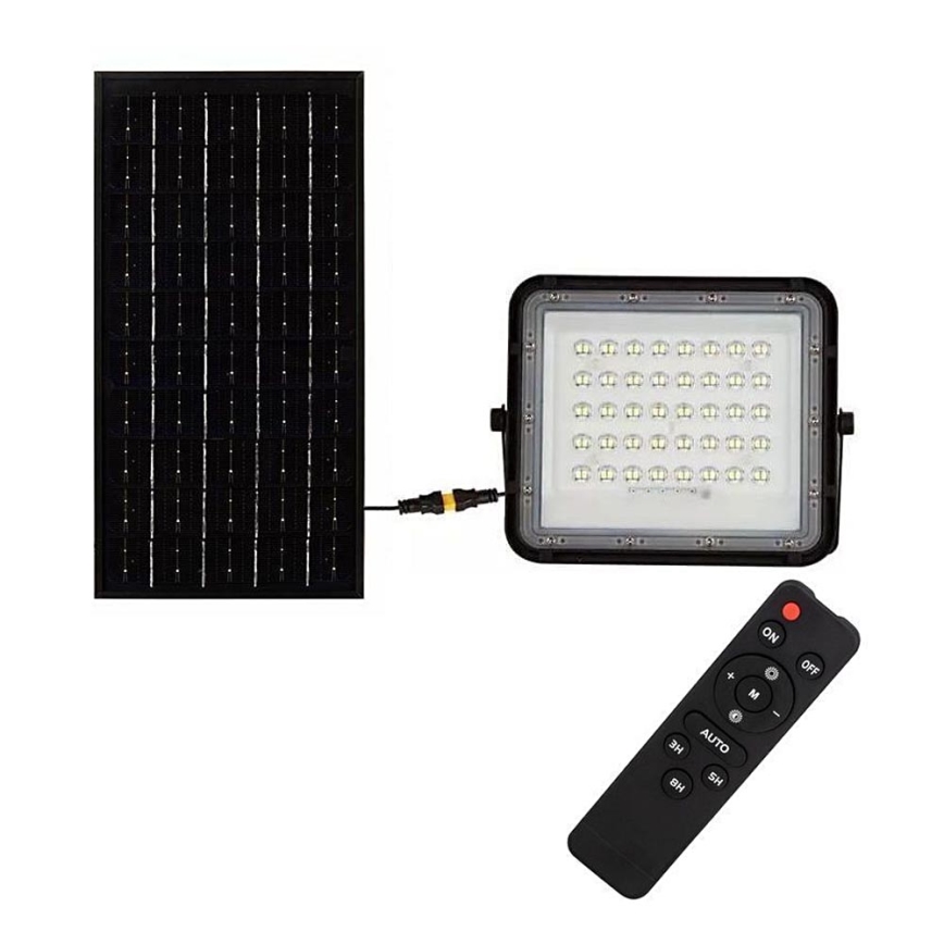 LED Utomhus ljusreglerad solcell reflektor LED/10W/3,2V IP65 4000K svart + fjärrkontroll