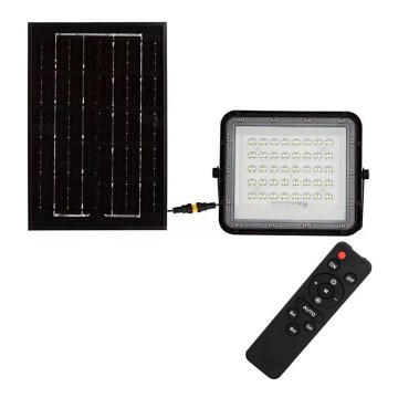 LED Utomhus ljusreglerad solcell strålkastare LED/6W/3,2V IP65 4000K svart + fjärrkontroll