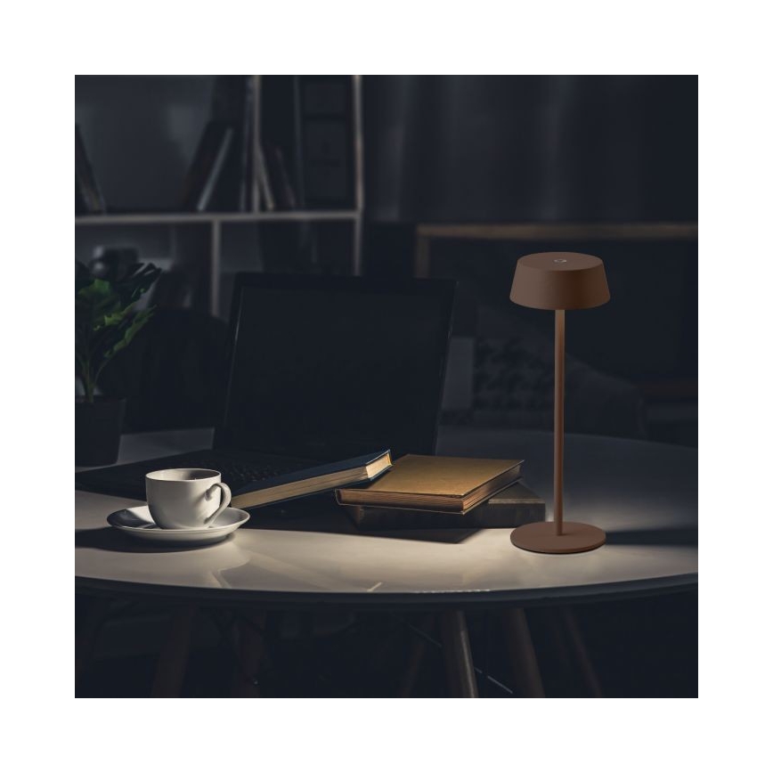 LED Utomhus ljusreglerad touch rechargeable bordslampa LED/2W/5V 4400 mAh IP54 brun