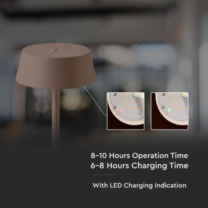 LED Utomhus ljusreglerad touch rechargeable bordslampa LED/2W/5V 4400 mAh IP54 brun