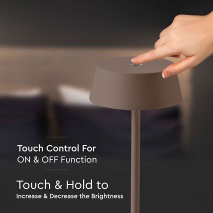 LED Utomhus ljusreglerad touch rechargeable bordslampa LED/2W/5V 4400 mAh IP54 brun