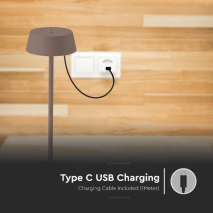 LED Utomhus ljusreglerad touch rechargeable bordslampa LED/2W/5V 4400 mAh IP54 brun