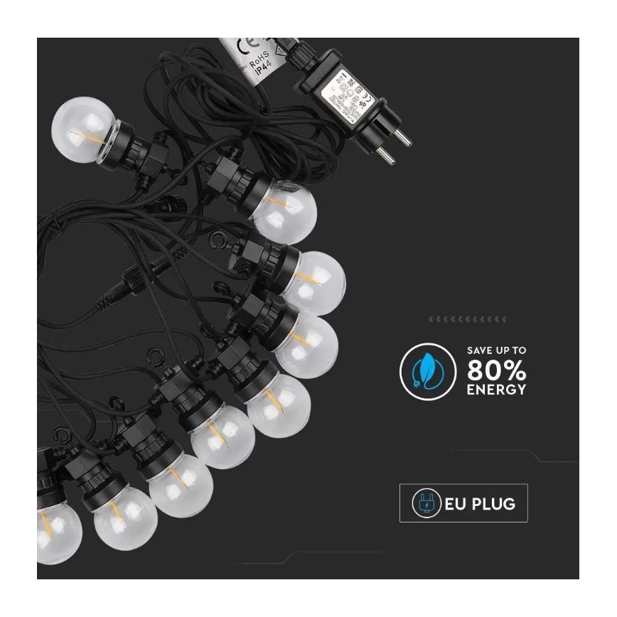 LED Utomhus slinga STRING 5m 10xLED/0,4W/24/230V 3000K IP44