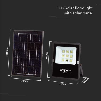 LED Utomhus solcell strålkastare LED/6W/3,2V 6400K IP65 + fjärrkontroll